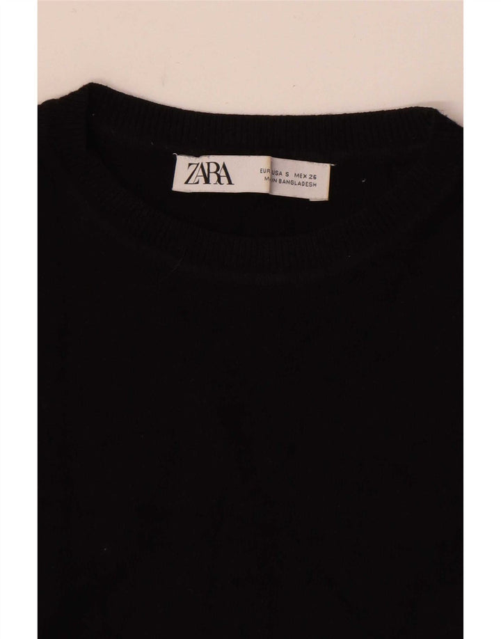 Zara Damen Crop Vest Top UK 8 Small Schwarz
