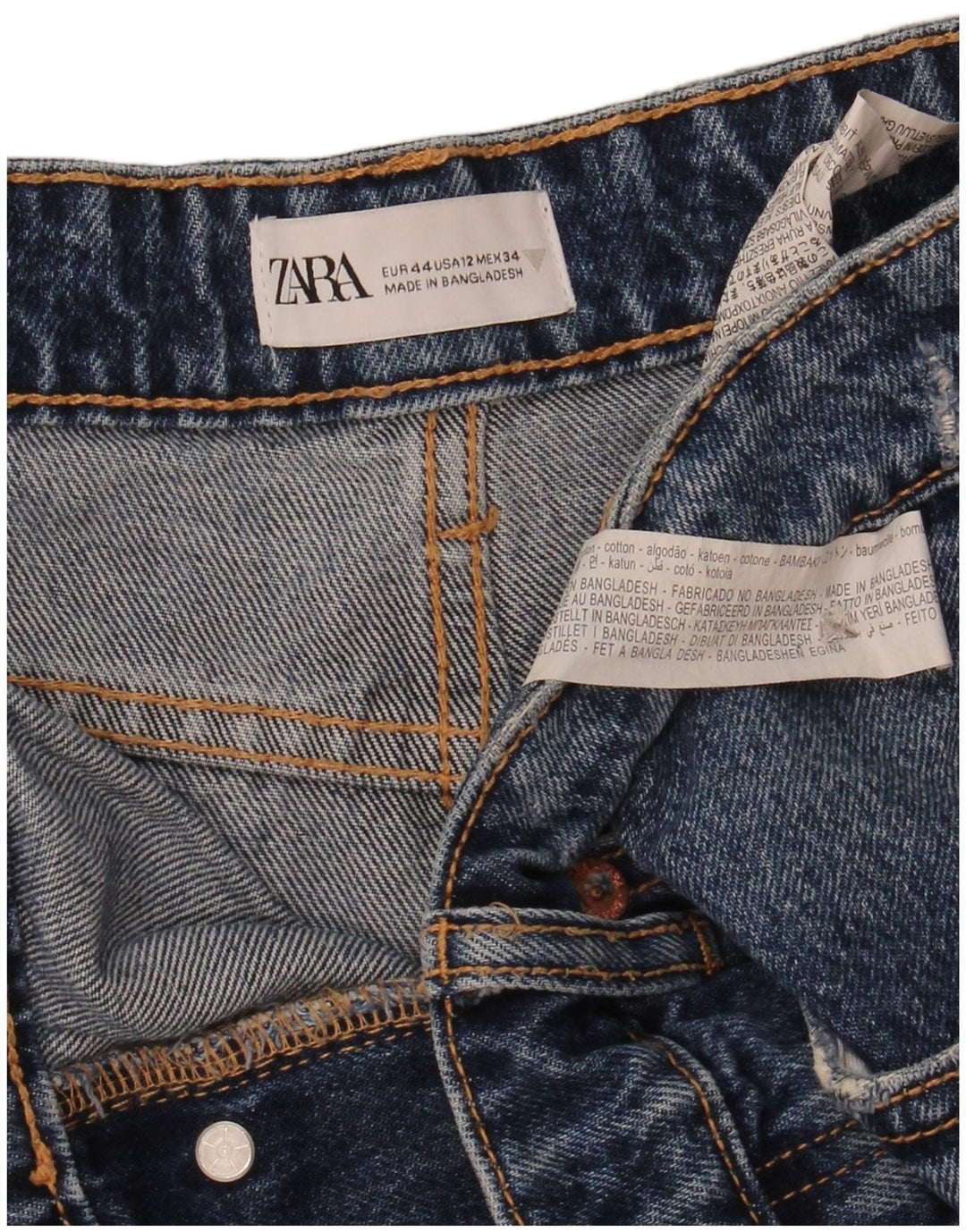 Zara Damen Jeansshorts EU 44 XL W34 Blaue Baumwolle