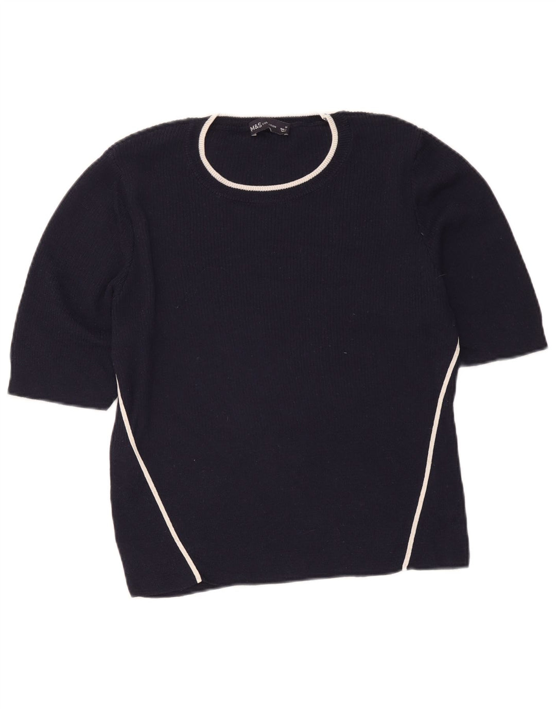 Marks & Spencer Damen Kurzarm-Blusenoberteil UK 16 Large Marineblau