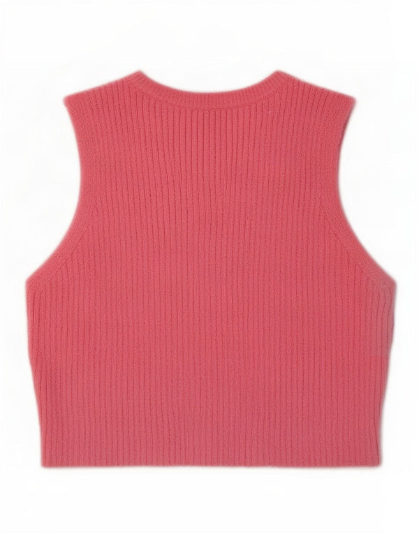 Zara Damen Crop Vest Tank Top UK 8 Small Rosa Baumwolle