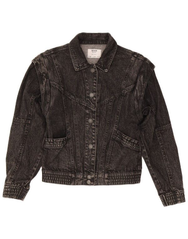Bershka Damen Jeansjacke mit lockerer Passform, UK 6 XS, graue Baumwolle