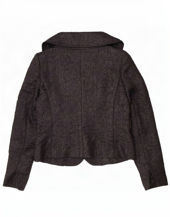 Max Mara Damen Crop Open Blazer Jacke UK 12 Medium Schwarz Polyester