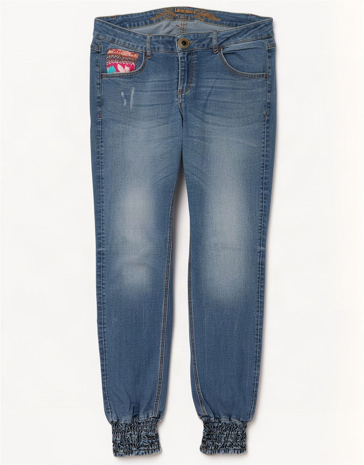 Desigual Damen Distressed Jogger Slim Jeans W32 L31 Blau
