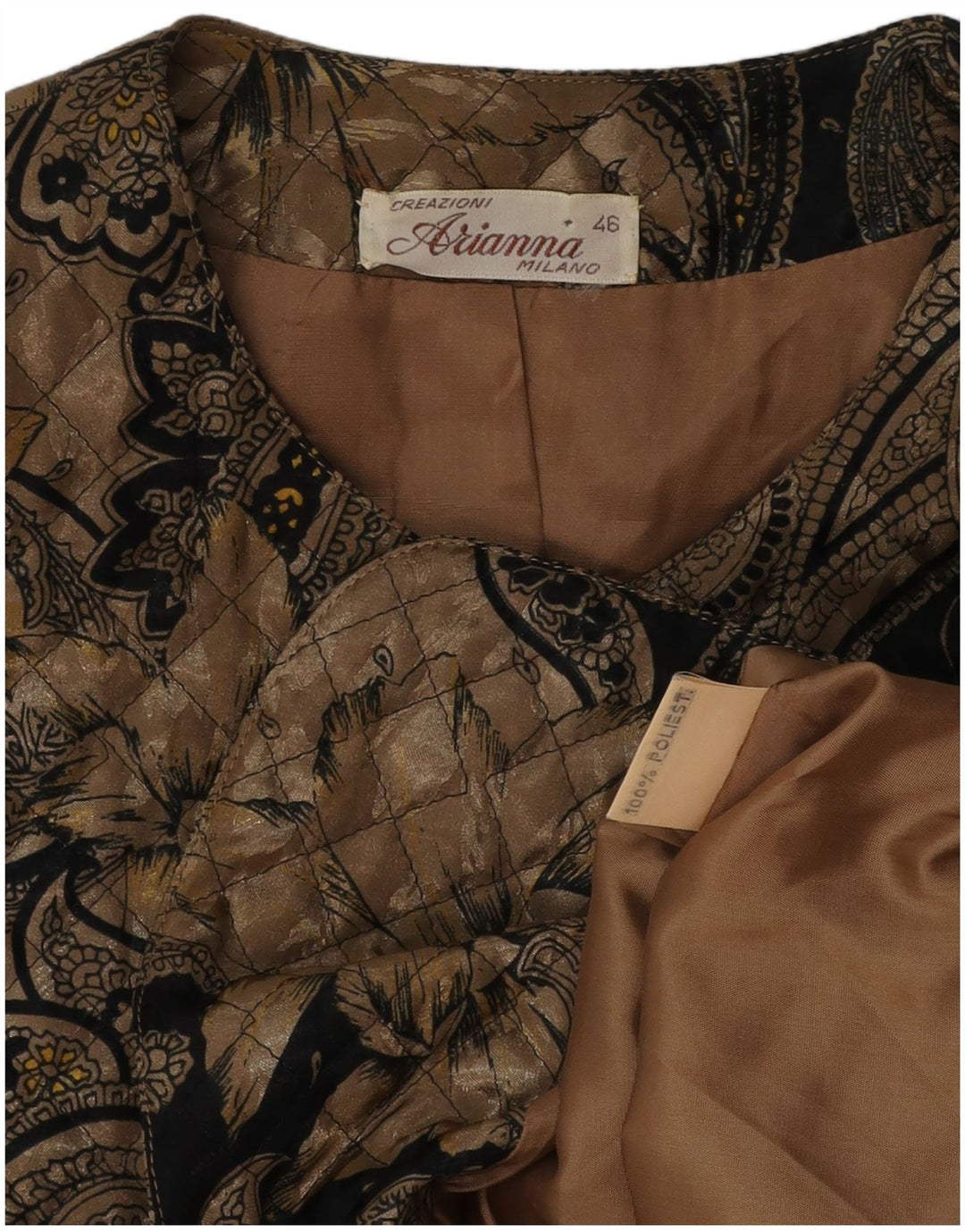 ARIANNA Damen-Steppblazer mit 5 Knöpfen, Größe 46, groß, braun, Paisleymuster