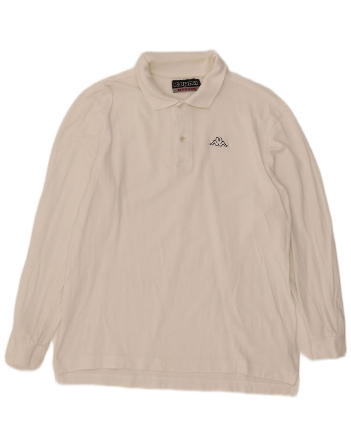 Kappa Herren-Langarm-Poloshirt aus mittelweißer Baumwolle