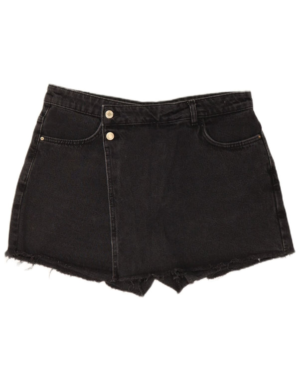 Zara Damen Jeansshorts mit hoher Taille, XL, W32, Schwarz