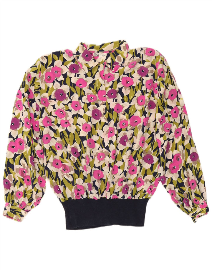 VINTAGE Womens Pullover Shirt Blouse IT 46 Large Multicoloured Floral