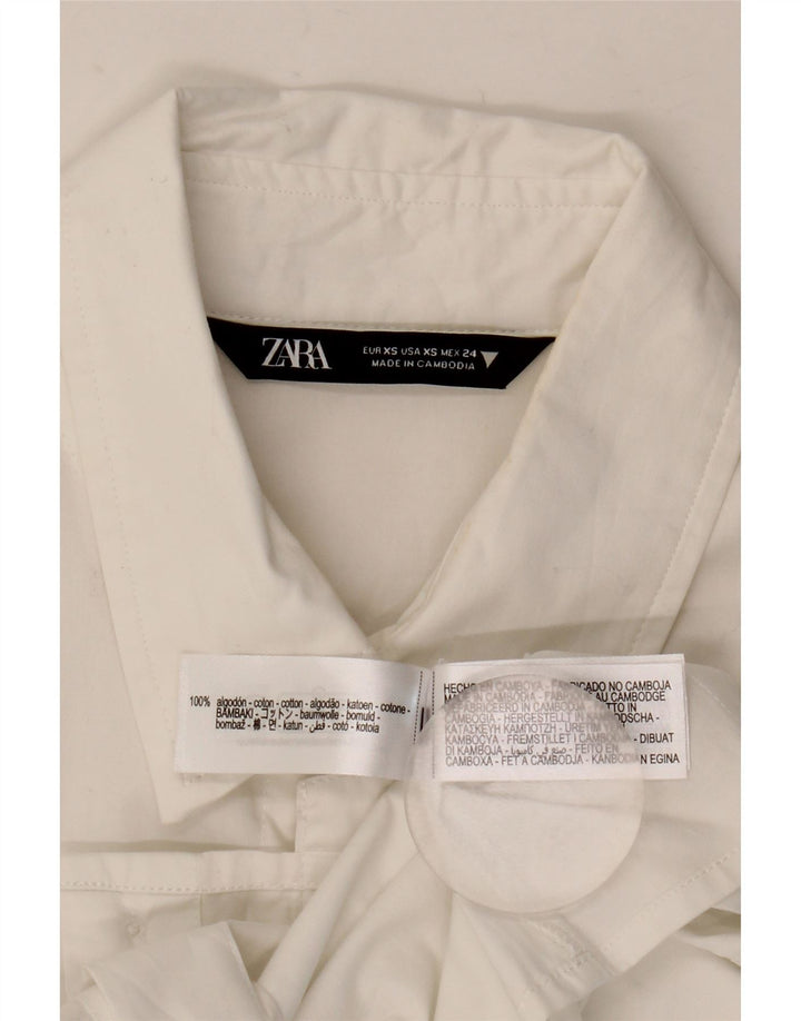 ZARA Damen Crop-Oversize-Hemd UK 6 XS Weiße Baumwolle