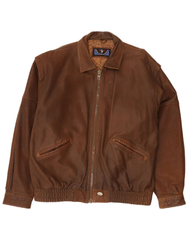Herrford Herren Bomber-Lederjacke EU 54 2XL Braunes Leder
