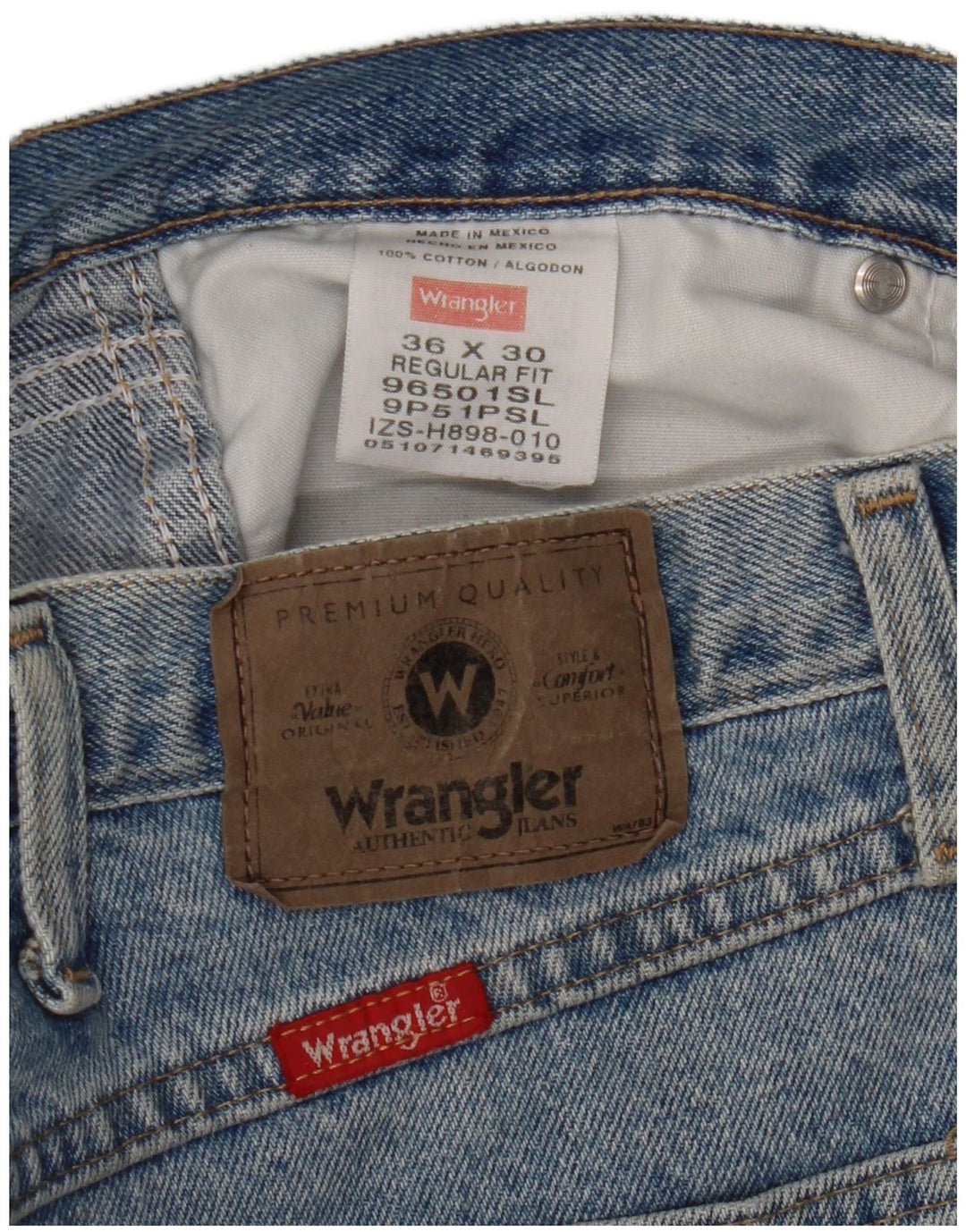 Wrangler Herren Straight Jeans W36 L30 Blaue Baumwolle