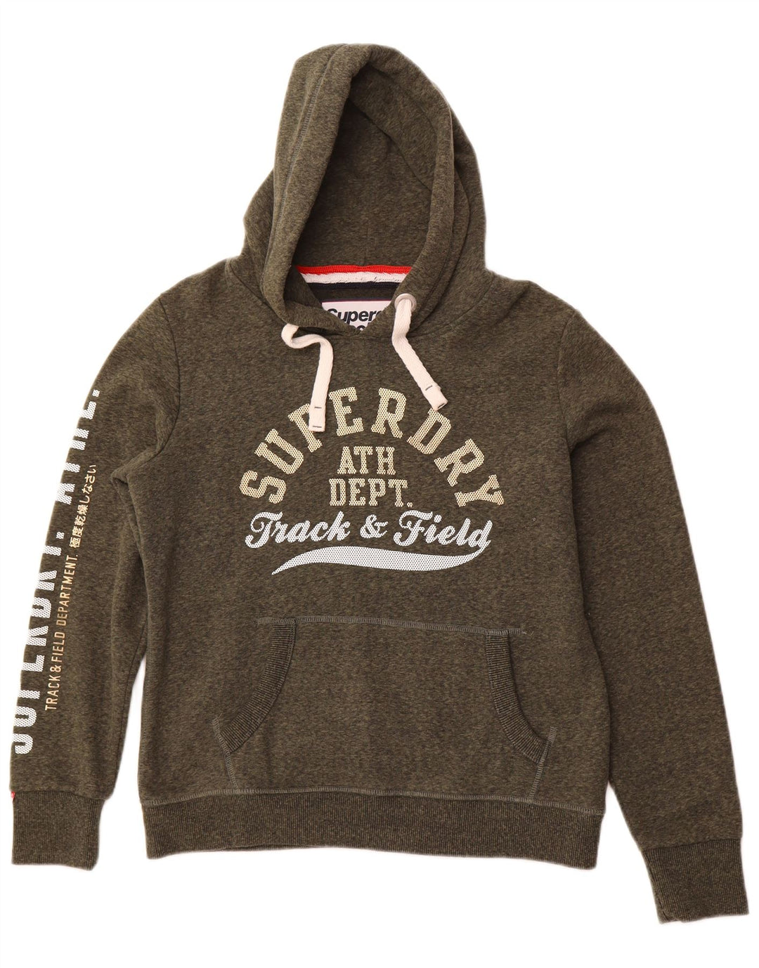 SUPERDRY Leichtathletik-Kapuzenpullover für Damen, UK 14, Größe L, Khaki meliert