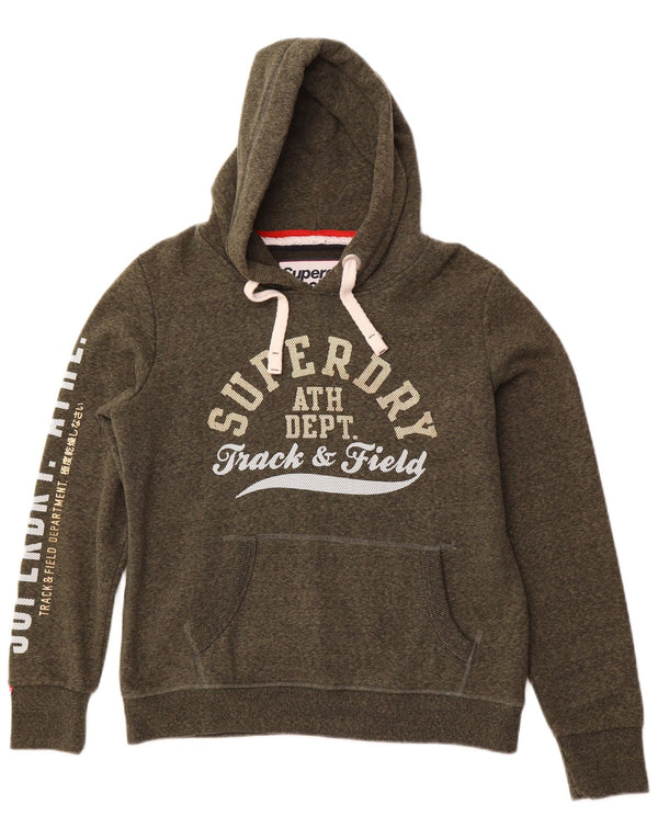 SUPERDRY Leichtathletik-Kapuzenpullover für Damen, UK 14, Größe L, Khaki meliert