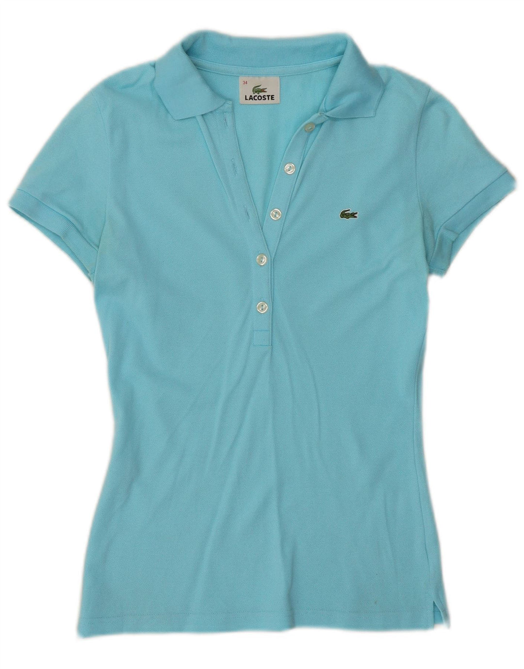 Lacoste Damen-Poloshirt, Größe 34, kleine blaue Baumwolle
