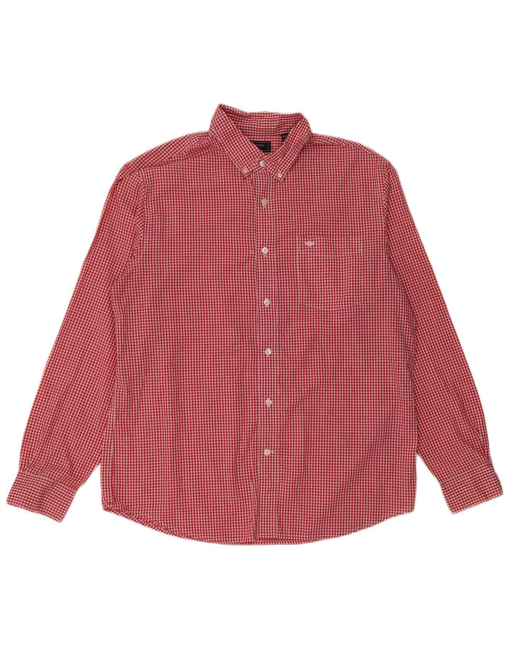 DOCKERS Herrenhemd, großes rotes Gingham-Baumwollhemd