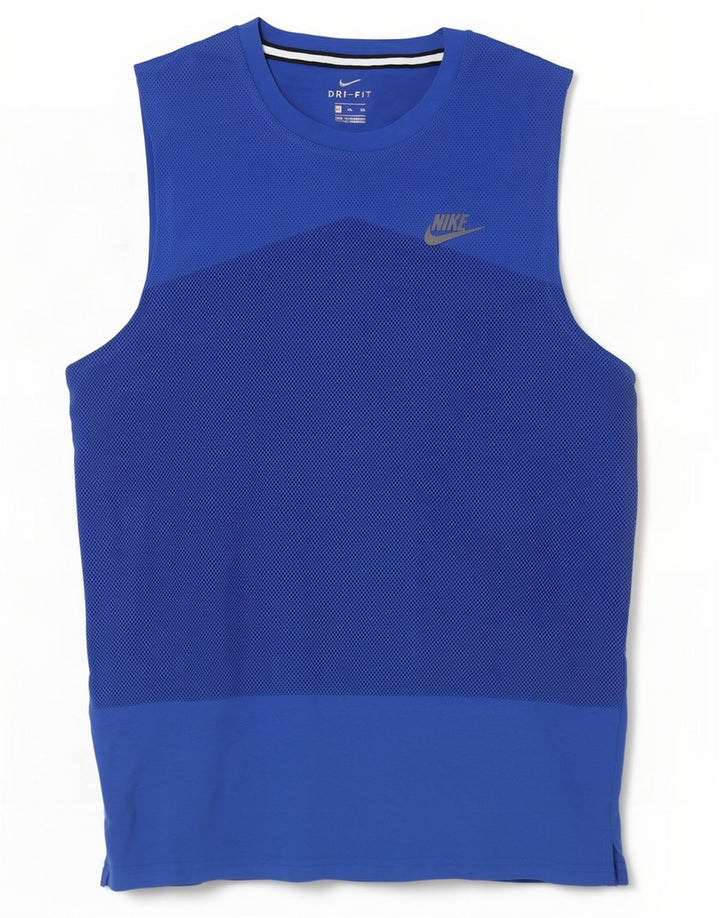 Nike Herren Dri Fit Weste Top 2XL Blau gepunktete Baumwolle