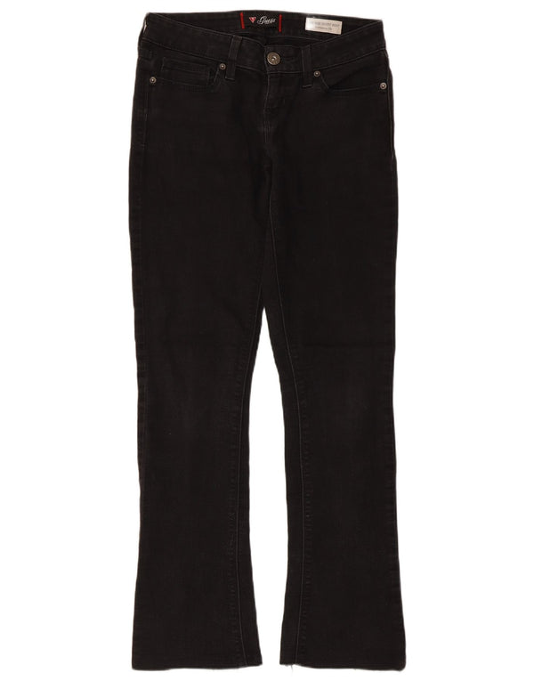 Guess Damen Skinny Bootcut-Jeans mit niedriger Taille, W28, L30, Schwarz