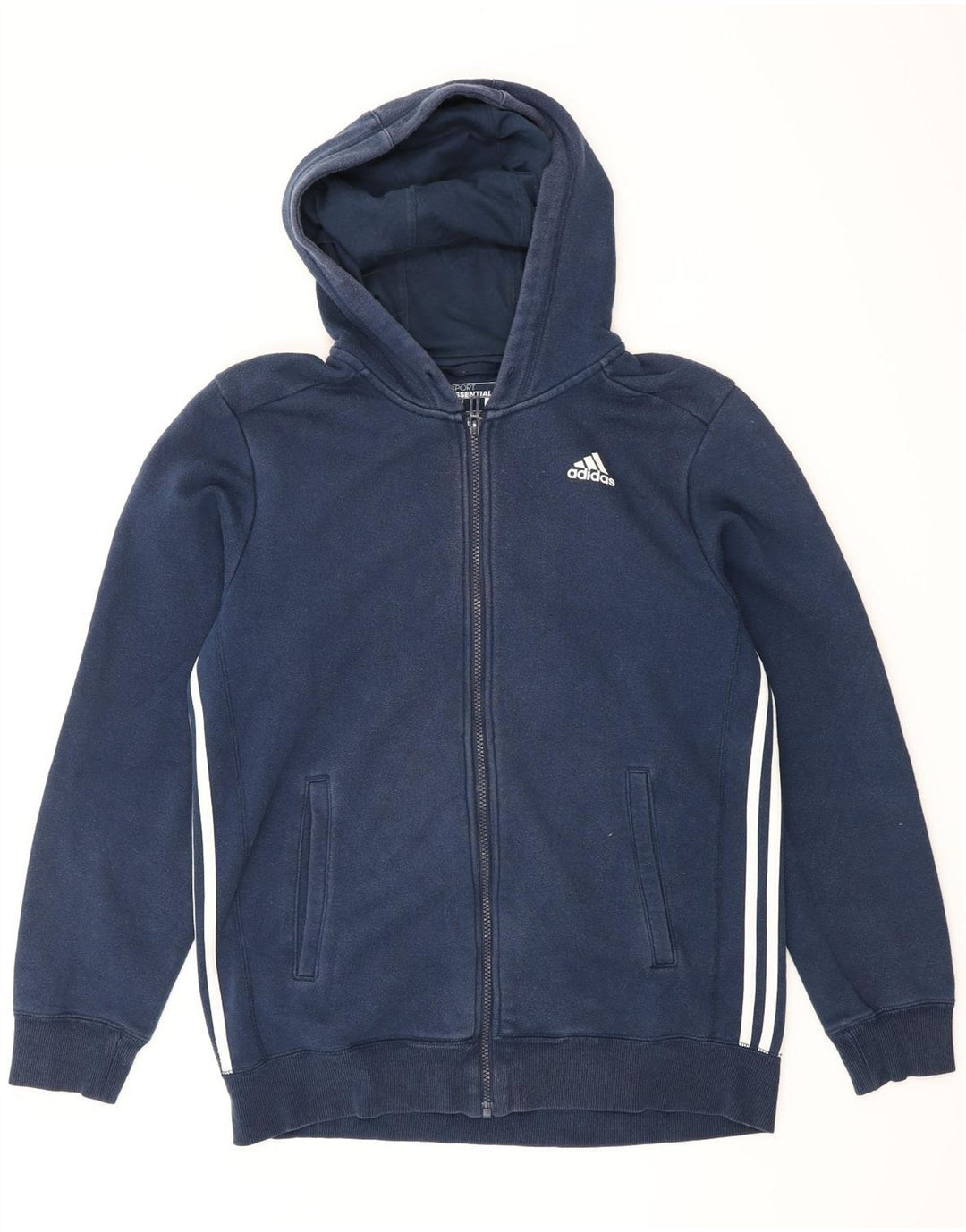 ADIDAS Herren-Kapuzenpullover mit Reißverschluss, mittlere marineblaue Baumwolle