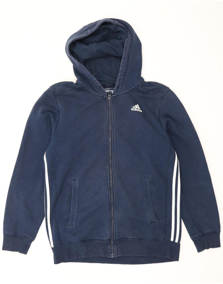 ADIDAS Herren-Kapuzenpullover mit Reißverschluss, mittlere marineblaue Baumwolle