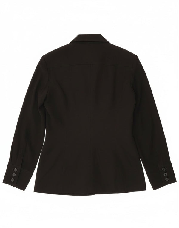 Vintage Damen 6-Knopf-Blazerjacke UK 14 Großes schwarzes Polyester