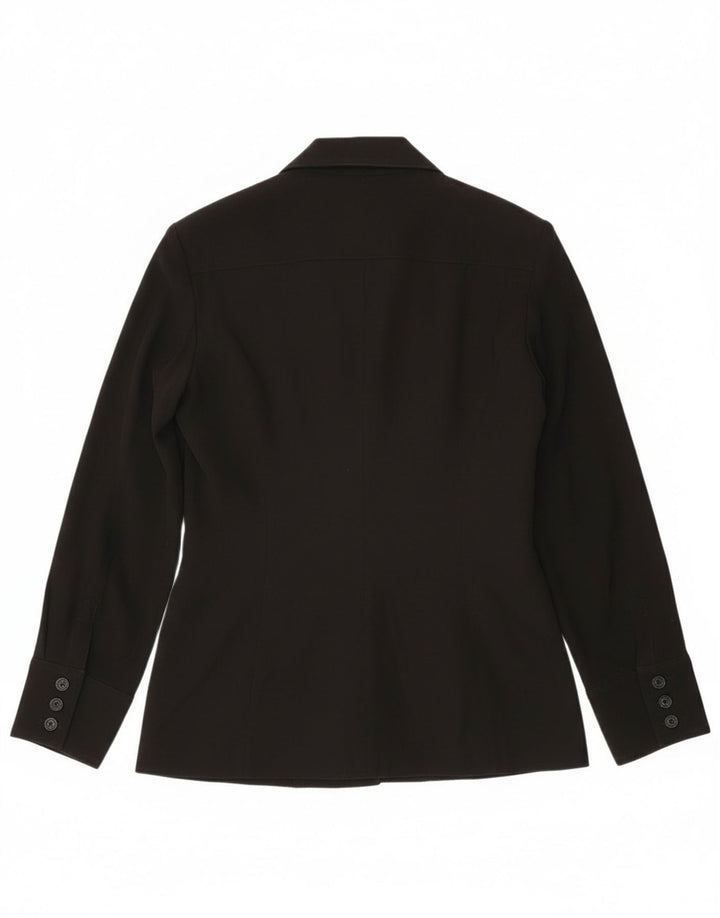 Vintage Damen 6-Knopf-Blazerjacke UK 14 Großes schwarzes Polyester