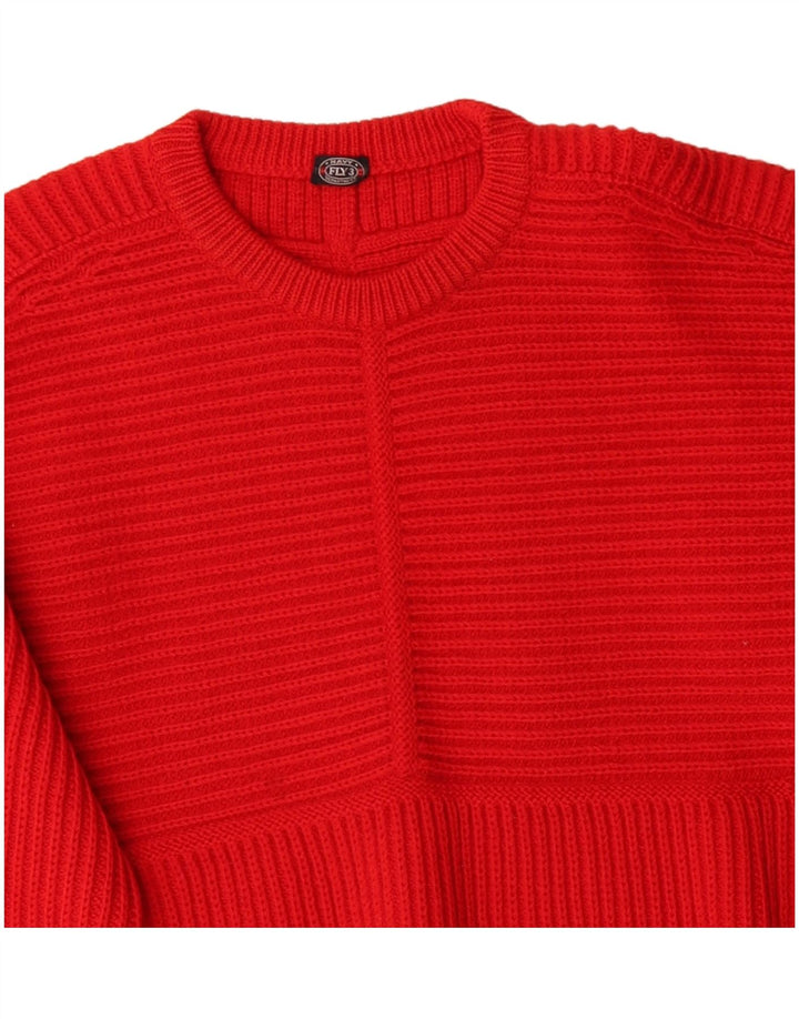 VINTAGE Herren-Pullover mit U-Boot-Ausschnitt, Mittelrot