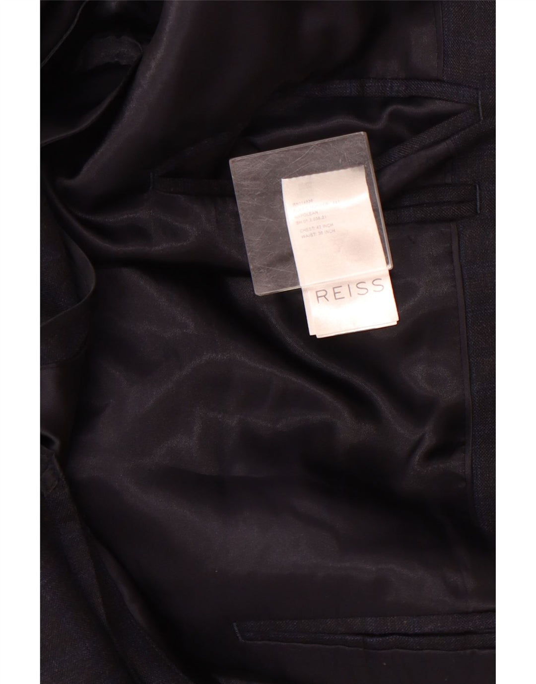 Reiss Herren-Blazer mit 1 Knopf, UK 42, XL, marineblau, kariert, Wolle