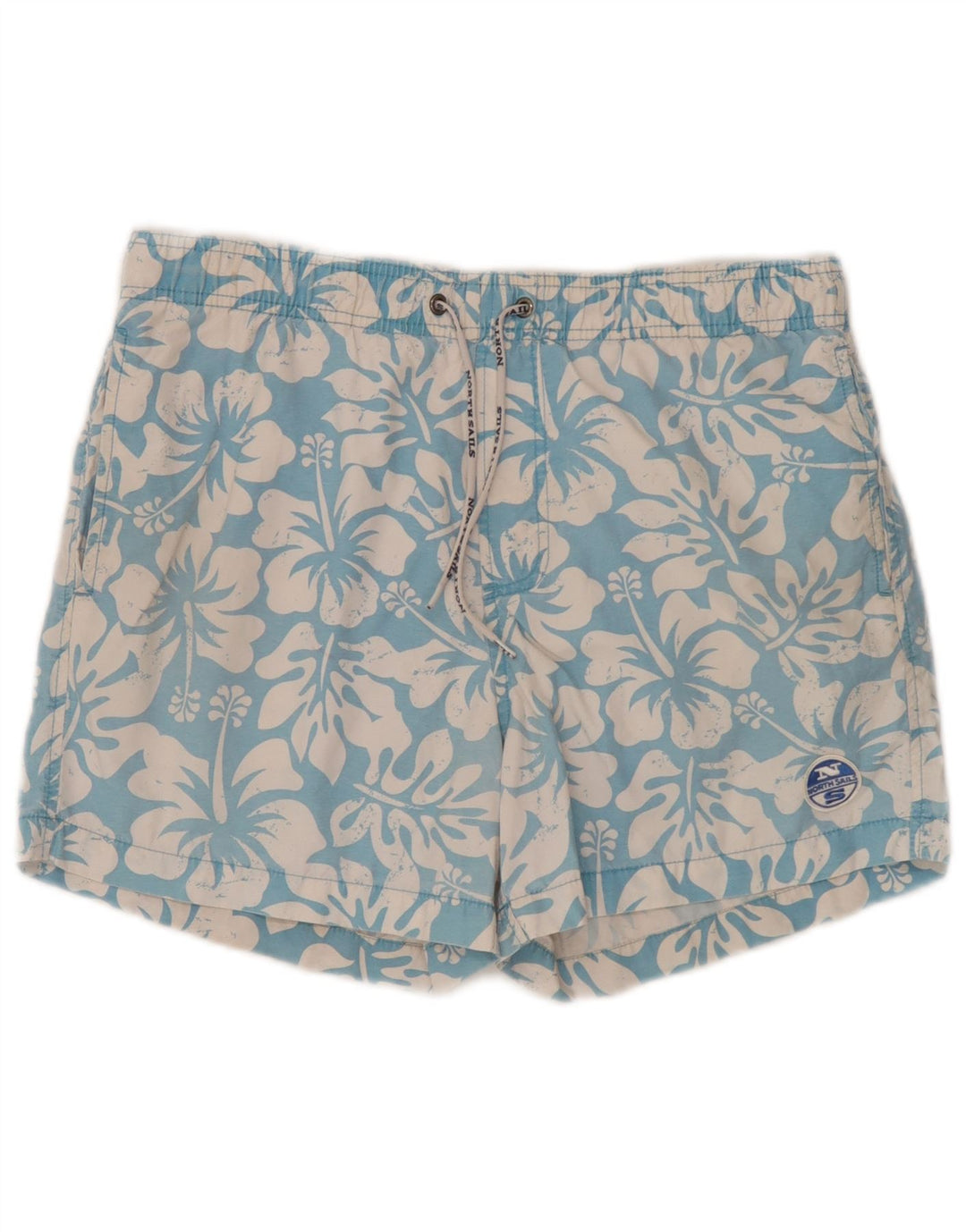 North Sails Herren-Badeshorts aus mittelblauer Baumwolle mit Blumenmuster