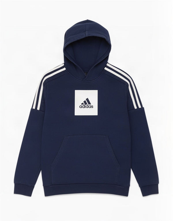 Adidas Jungen Kapuzenpullover mit grafischem Reißverschluss, 11–12 Jahre, marineblaue Baumwolle
