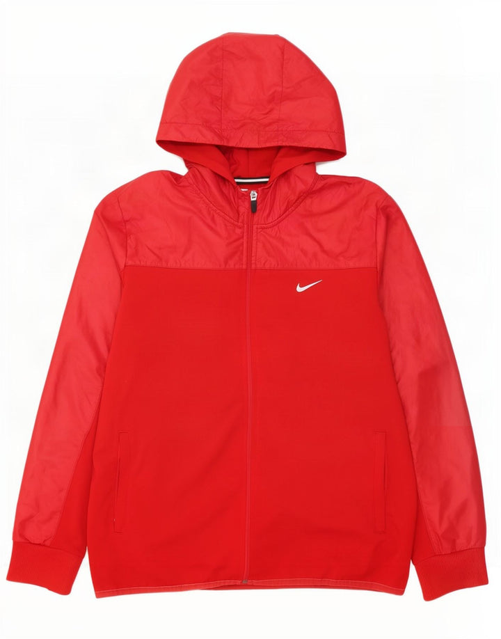 Nike Herren Dri Fit Kapuzen-Trainingsanzug-Top-Jacke aus mittelrotem Polyester