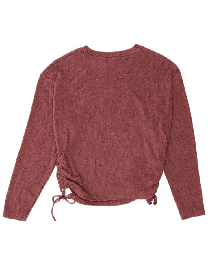 Zara Damen Velours-Top, langärmlig, UK 14, mittleres Burgunderrot, Polyester