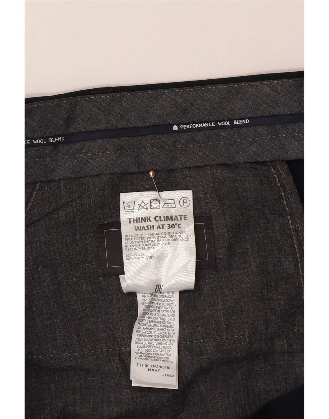 Marks & Spencer Herren-Anzughose mit maßgeschneiderter Passform, W44, L31, marineblaue Wolle