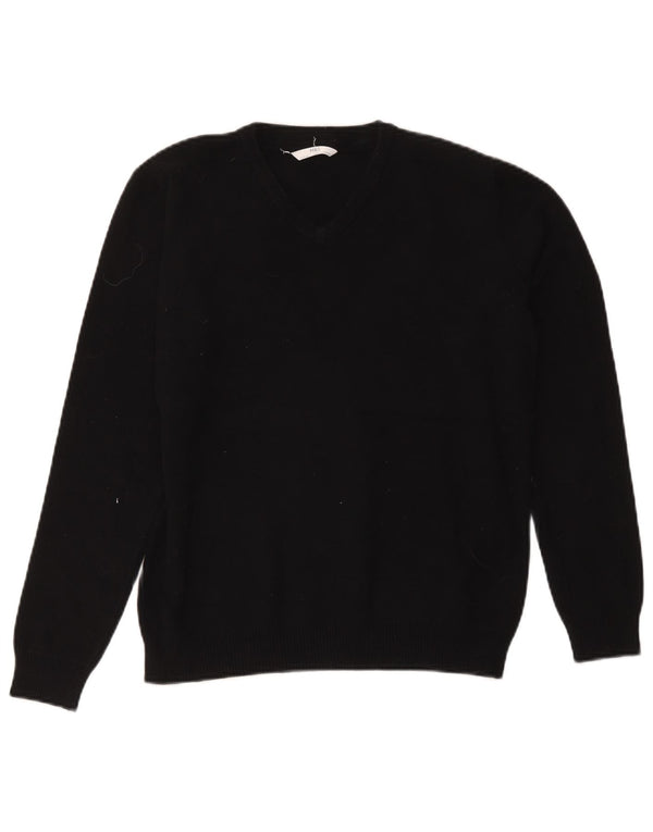Marks & Spencer Jungen-Pullover mit V-Ausschnitt, 14–15 Jahre, schwarze Baumwolle