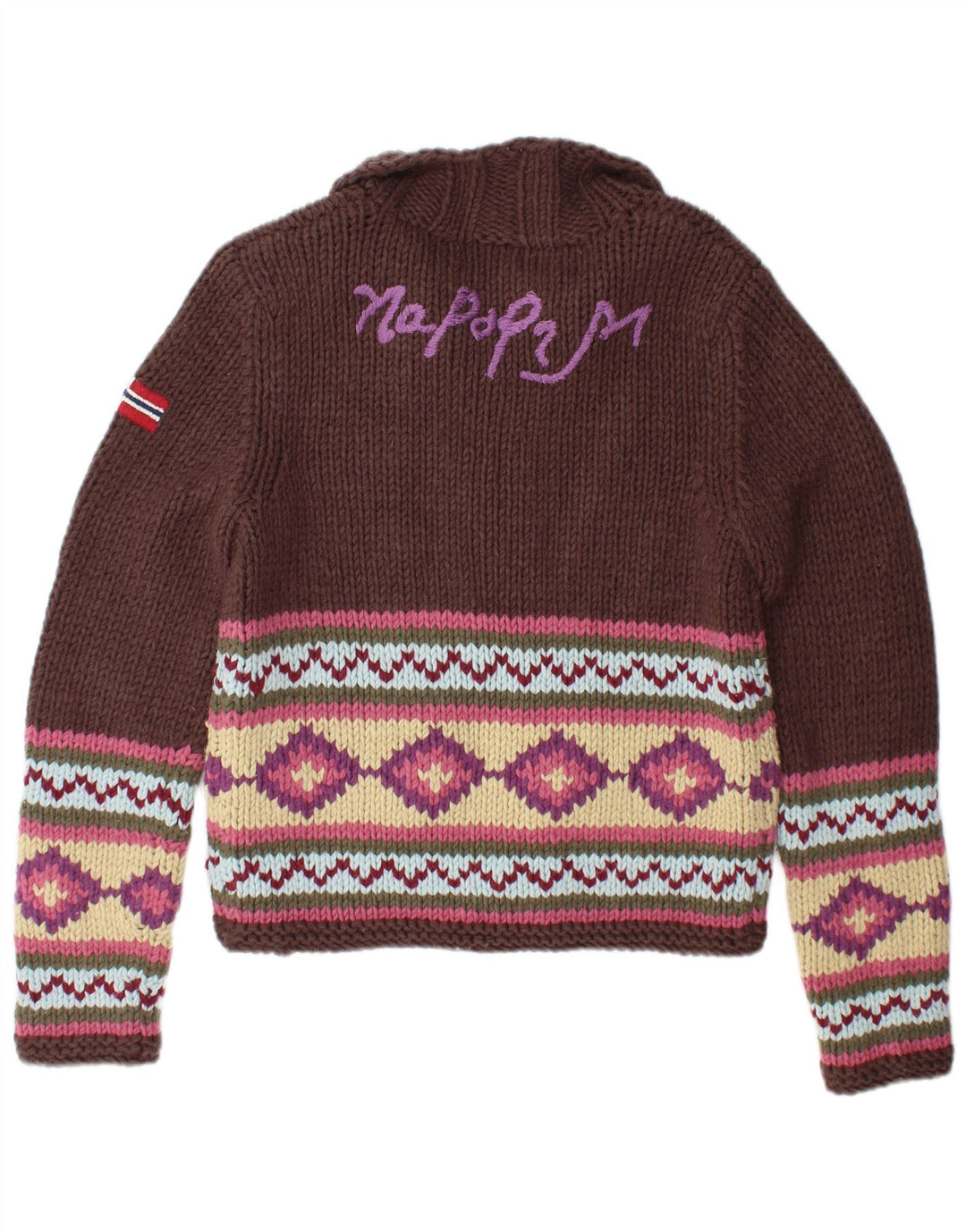 NAPAPIJRI Damen-Cardigan mit Grafik, UK 12, mittelbraun, geometrisch