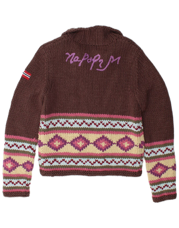 NAPAPIJRI Damen-Cardigan mit Grafik, UK 12, mittelbraun, geometrisch