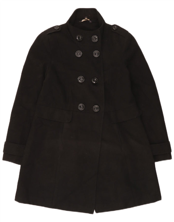 Marks & Spencer Zweireihiger Damenmantel UK 12 Mittelschwarzes Polyester