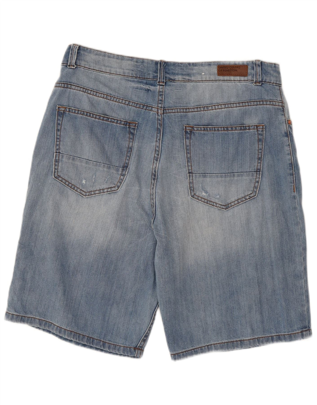 BENETTON Herren Jeansshorts W32 Mittelblau