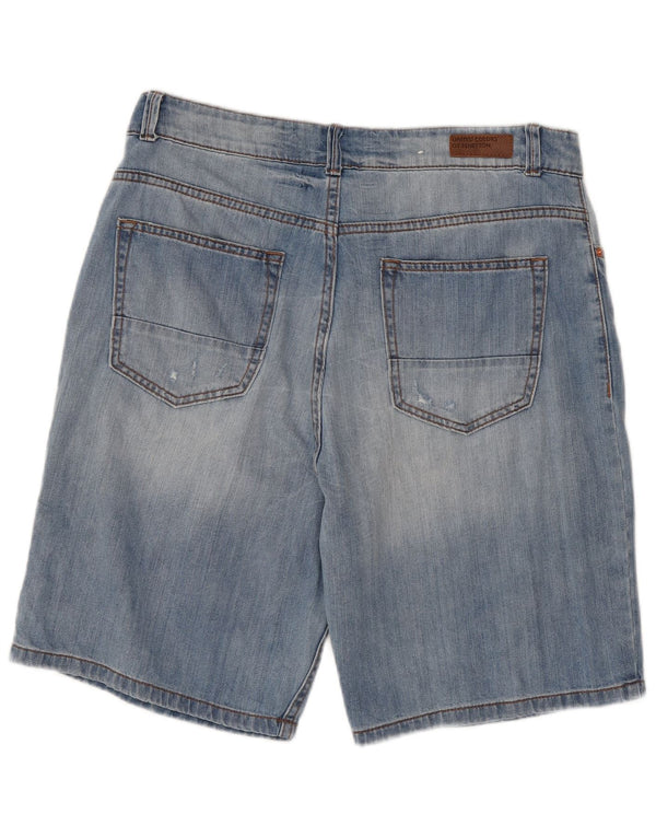 BENETTON Herren Jeansshorts W32 Mittelblau