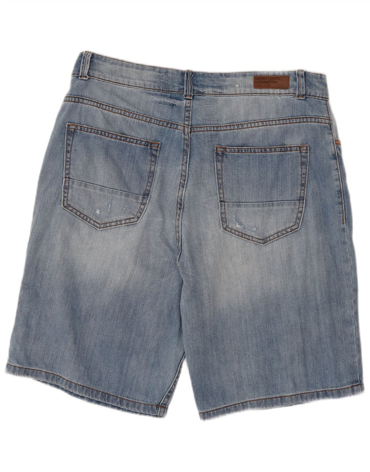 BENETTON Herren Jeansshorts W32 Mittelblau
