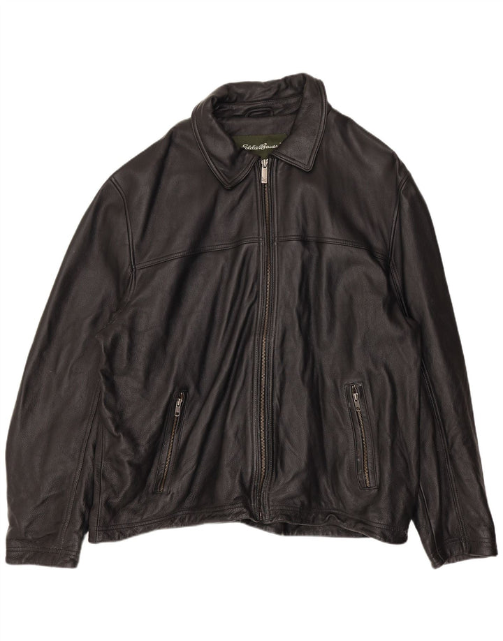 Eddie Bauer Herren Lederjacke UK 42 XL Schwarzes Leder