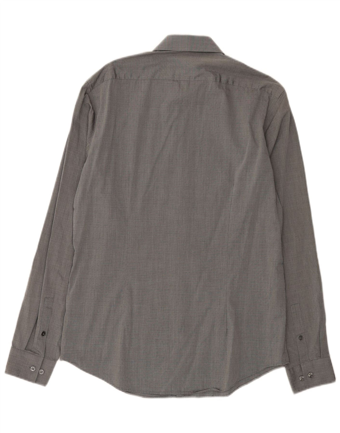 Calvin Klein Herren-Hemd, tailliert, Größe 39, 15 1/2, mittelgrau gefleckte Baumwolle