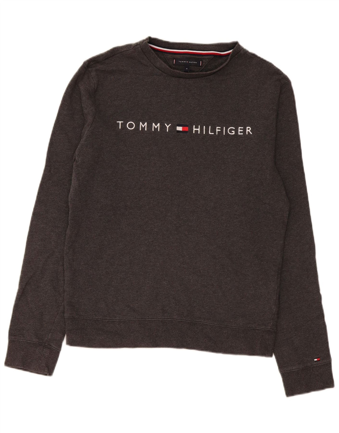 Tommy Hilfiger Herren-Sweatshirt mit Grafik, mittelgraue Baumwolle