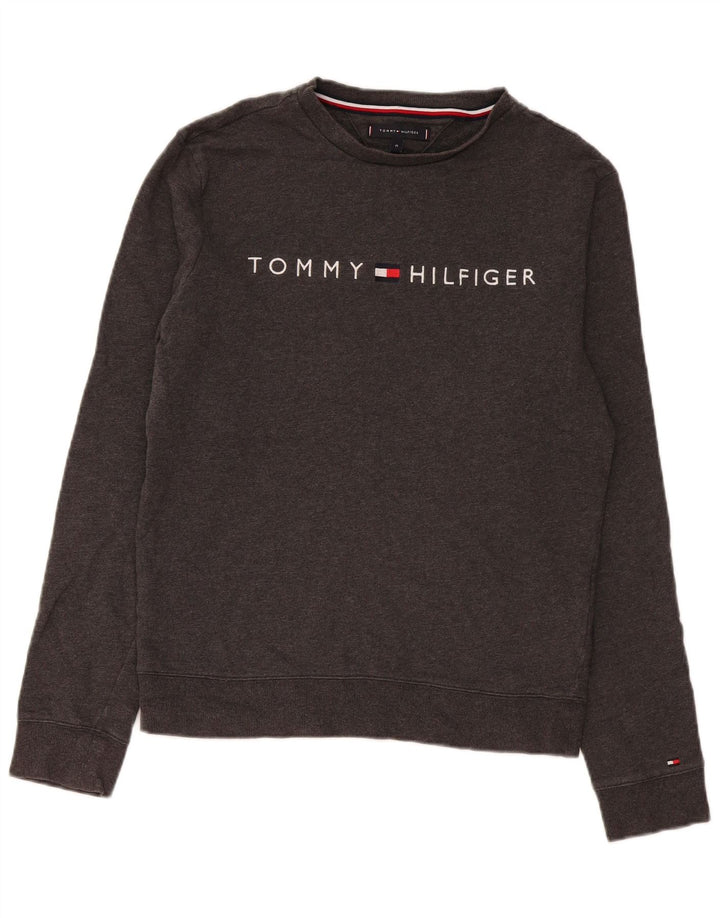 Tommy Hilfiger Herren-Sweatshirt mit Grafik, mittelgraue Baumwolle