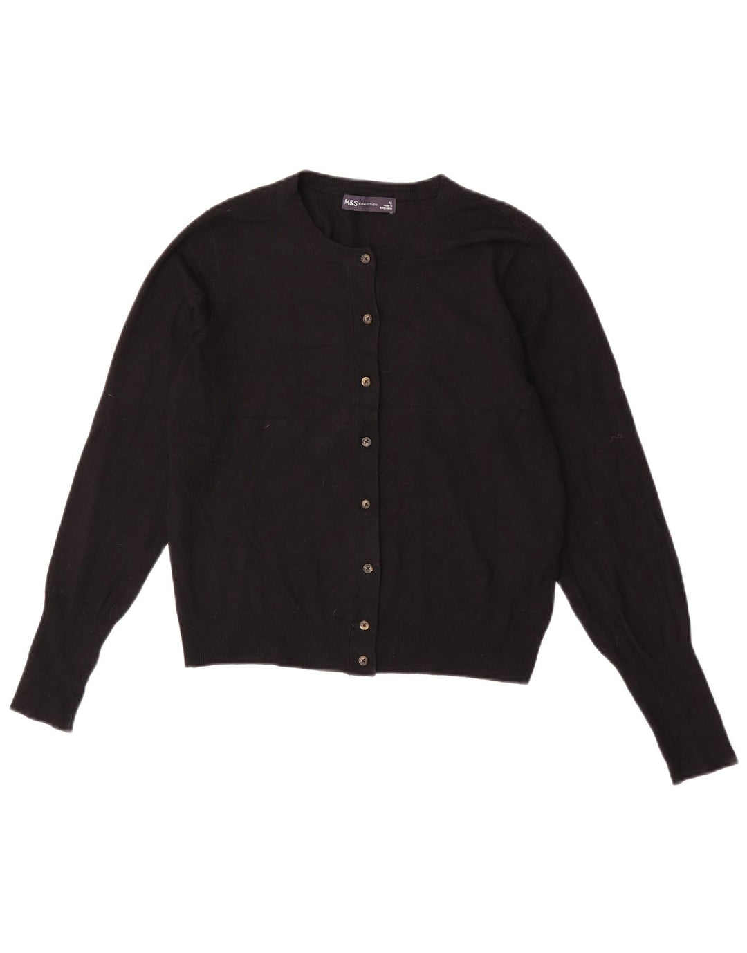 Marks & Spencer Damen Crop Cardigan Pullover UK 12 Mittelschwarze Viskose