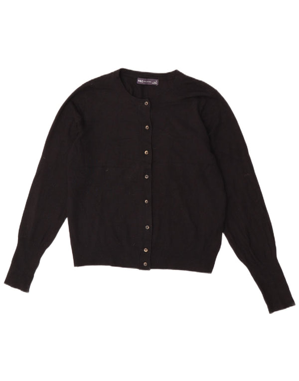 Marks & Spencer Damen Crop Cardigan Pullover UK 12 Mittelschwarze Viskose