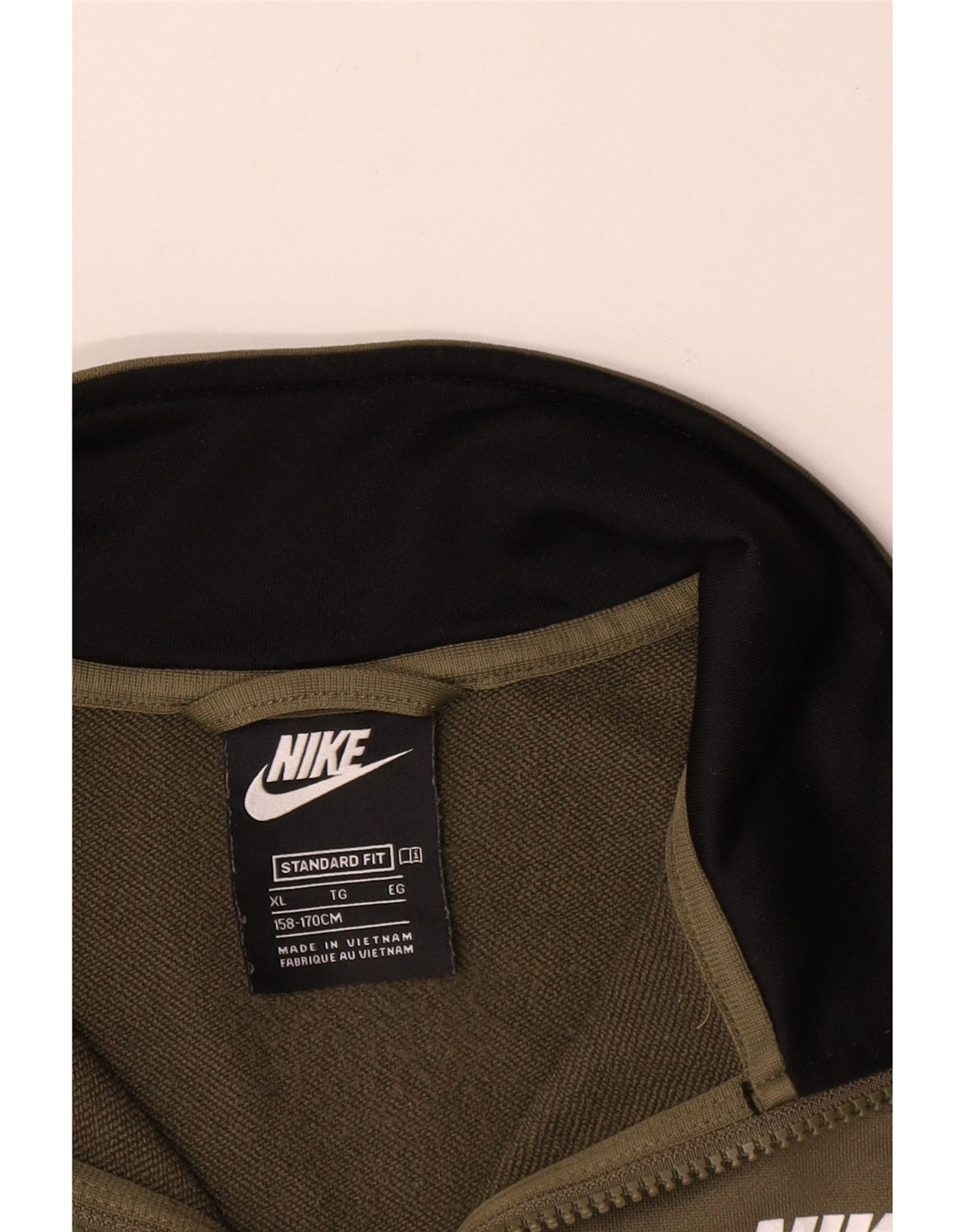 Nike Jungen-Trainingsanzug-Top-Jacke, 13–14 Jahre, XL, Khaki, Farbblock-Polyester