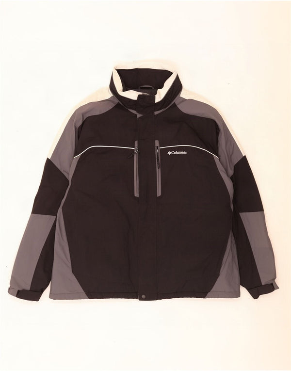 Columbia Herren-Windbreakerjacke mit Kapuze, UK 44 2XL, schwarzes Colourblock-Nylon