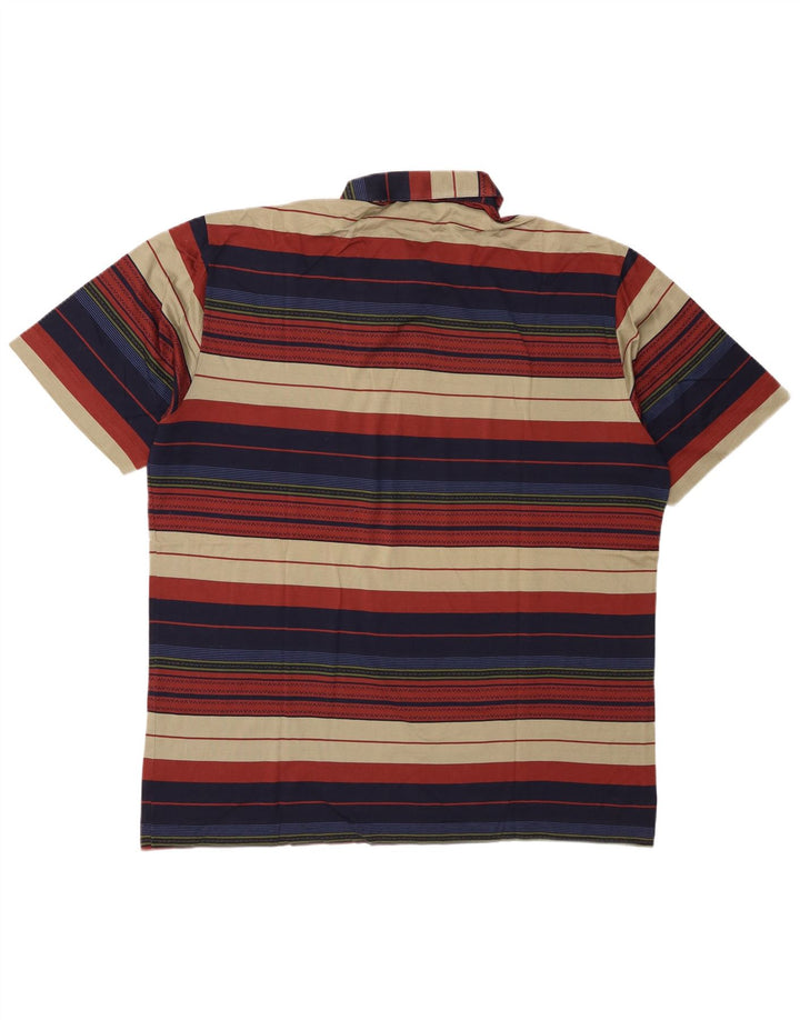 Vintage Herren-Poloshirt, groß, mehrfarbig, gestreift, Baumwolle