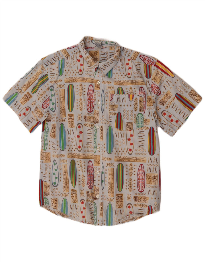 Old Navy Jungen-Hemd mit abstraktem Muster, 14–15 Jahre, XL, blau, hawaiianisch
