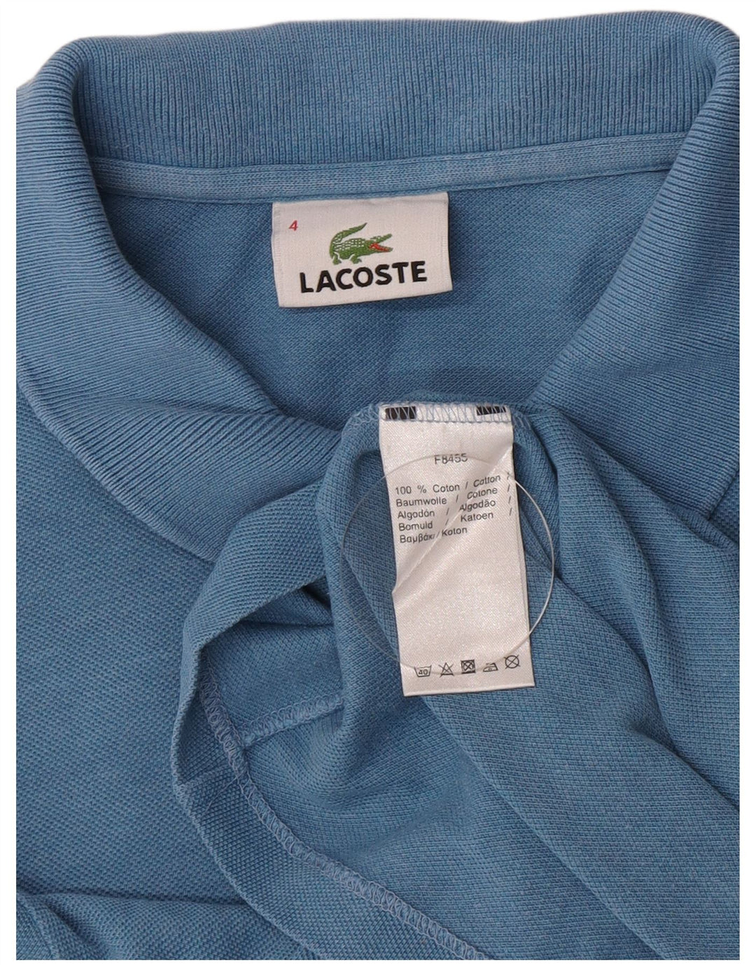 Lacoste Herren-Poloshirt, Größe 4, mittelblaue Baumwolle