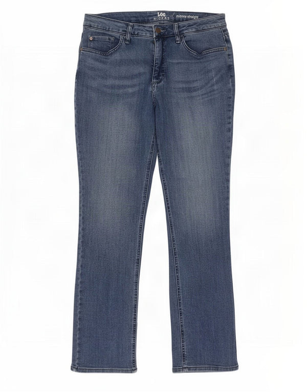 Lee Damen Riders Mid Rise Straight Jeans US 10 Large W32 L31 Blaue Baumwolle
